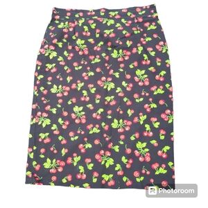Euc Pinup Couture size 3× Black Pencil Skirt with cherries.